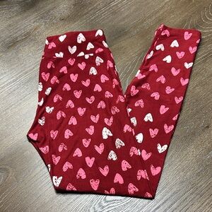 LuLaRoe Women’s Red Heart Patterned Leggings